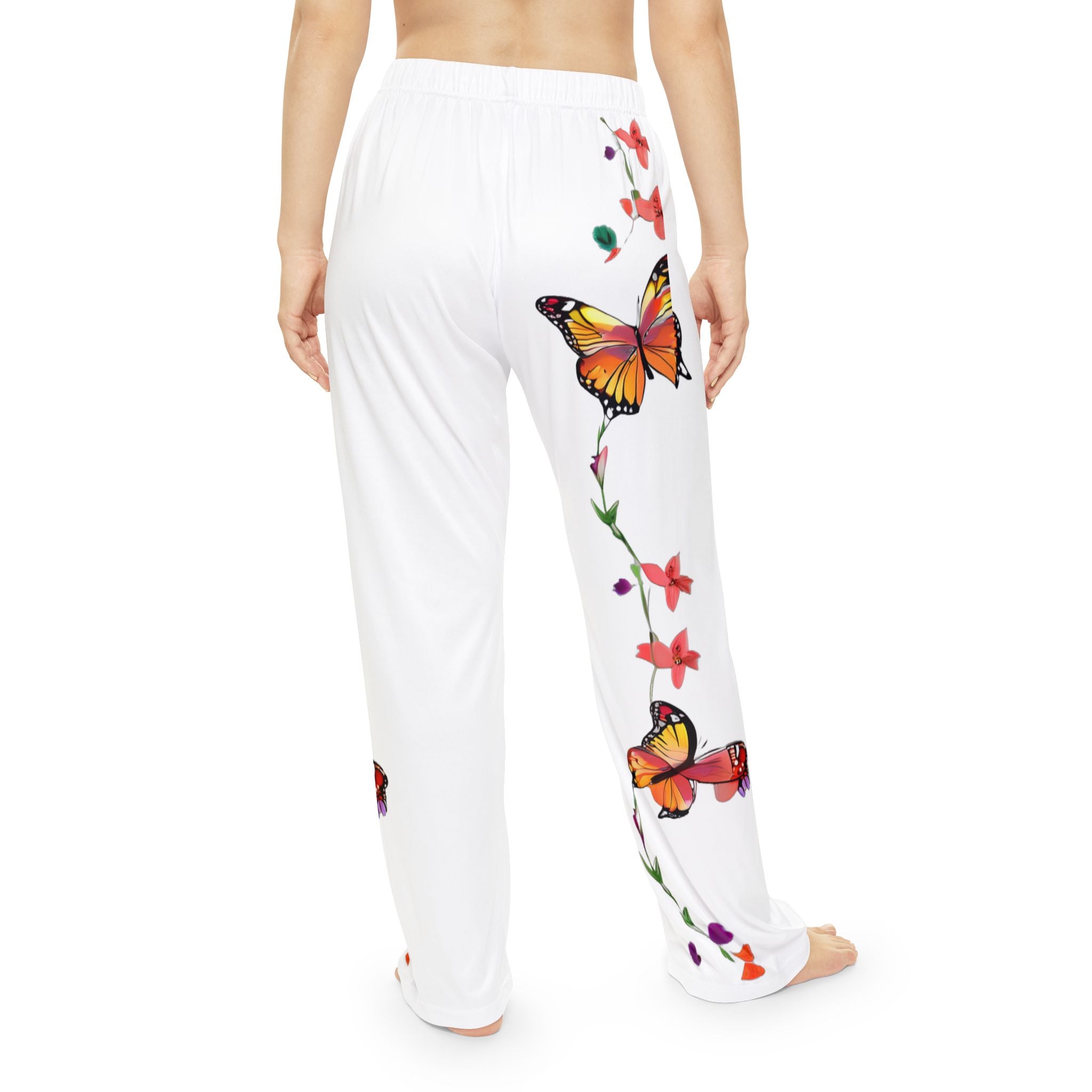 Butterfly Floral Women's Pajama Pants — Soft White Lounge Sleepwear